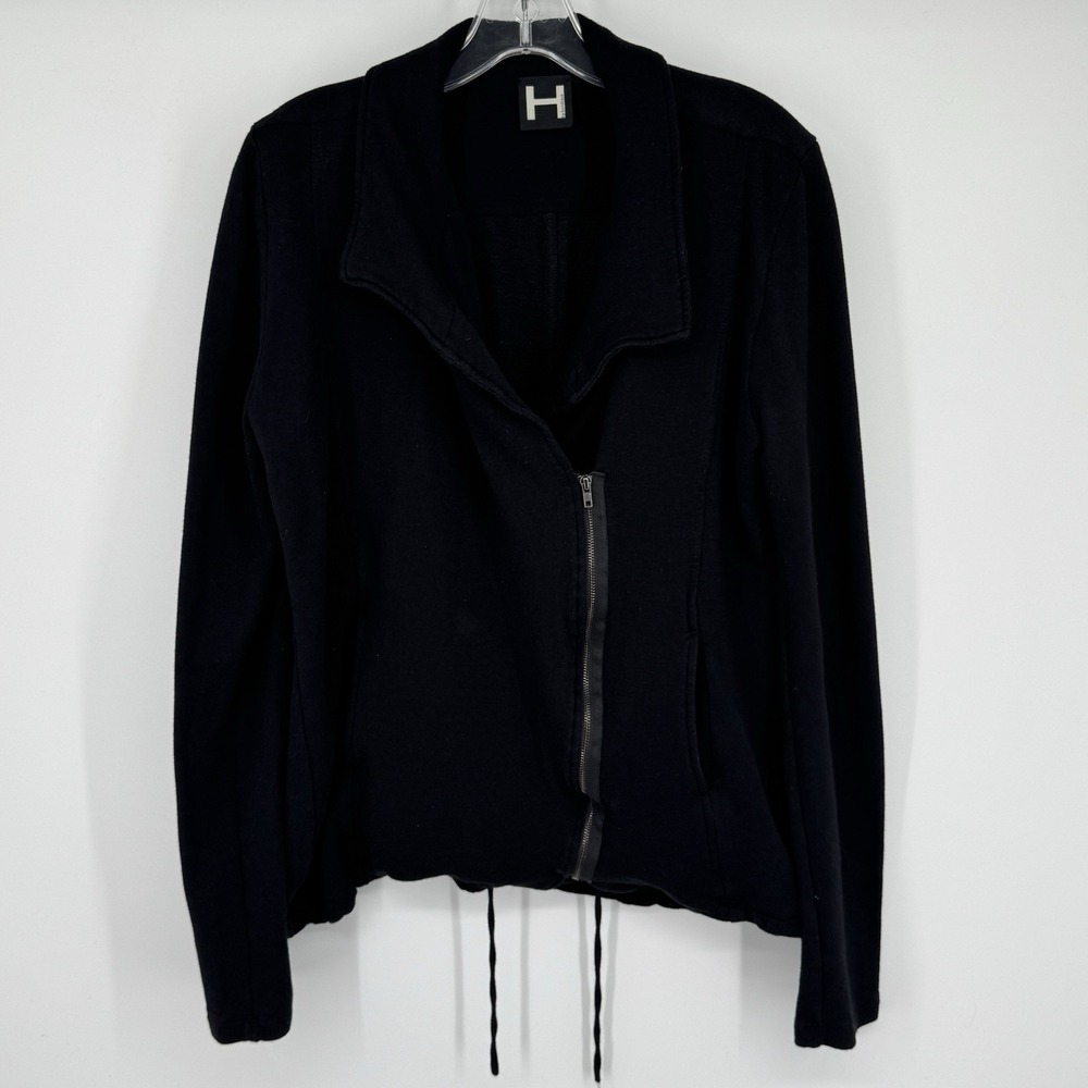 H By Bordeaux Sweater Women's Black Size Large Asymmetrical Zip Cardigan Jacket
